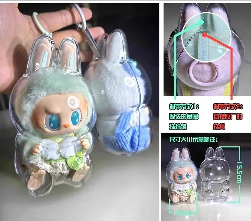 Labubu Transparent Display Case – Protective Doll Cover for Cute Elf & Plush Toys