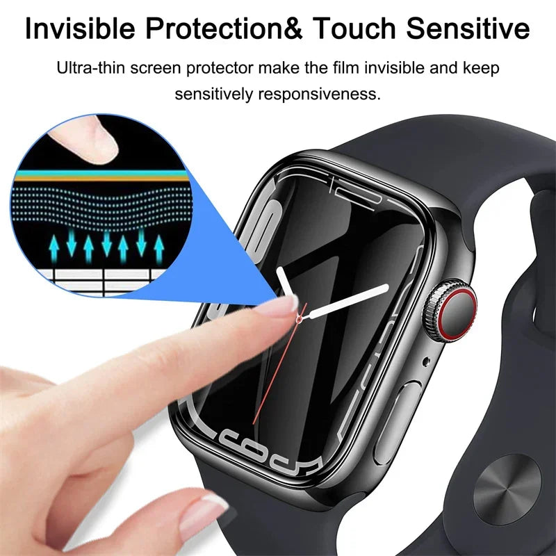 3D Full Cover Screen Protector for Apple Watch – Ultra, Series 9/8/7/6/SE/5/4/3 – 49mm/45mm/44mm/41mm/40mm – Soft Hydrogel Film