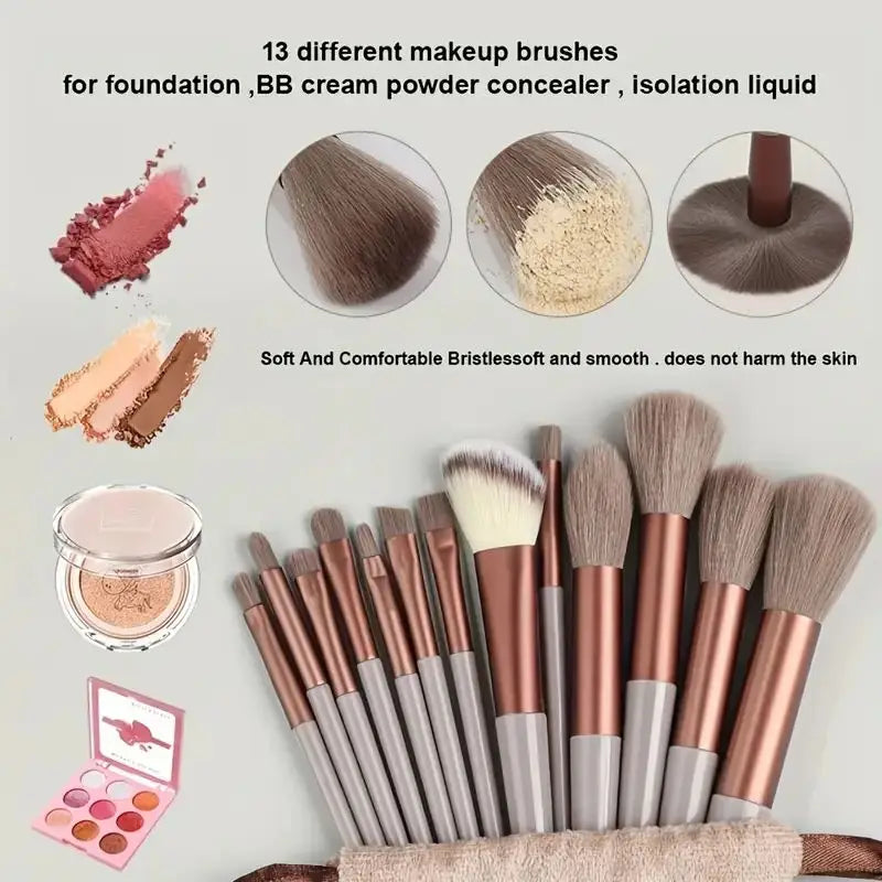 13PCS Soft Makeup Brush Set – Foundation, Eyeshadow & Blending Brushes
