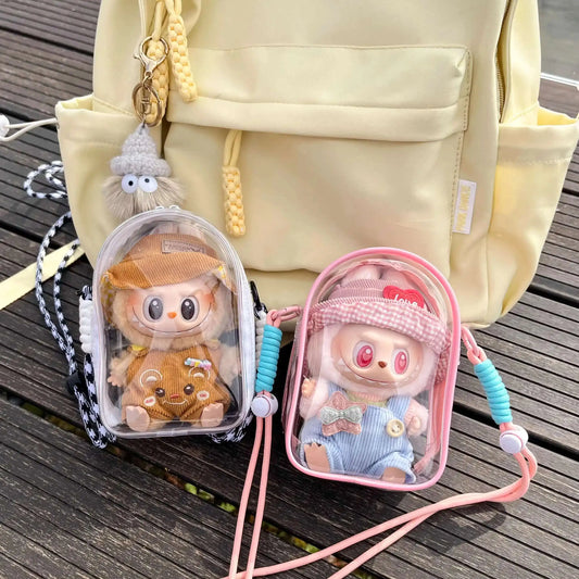 Labubu Transparent Shoulder Bag – 15cm Doll Display Crossbody (No Doll)