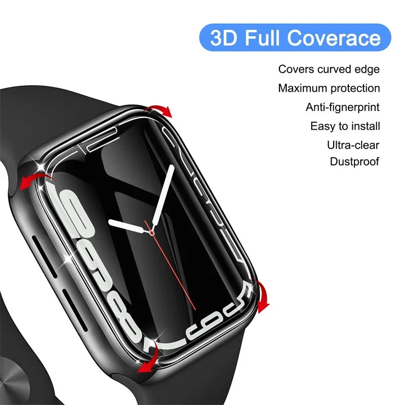 3D Full Cover Screen Protector for Apple Watch – Ultra, Series 9/8/7/6/SE/5/4/3 – 49mm/45mm/44mm/41mm/40mm – Soft Hydrogel Film