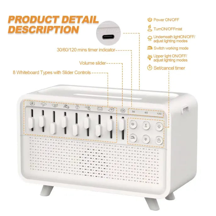 Sleep Better Every Night – 4-in-1 White Noise Machine with LED Night Light, Bluetooth Speaker & Humidifier