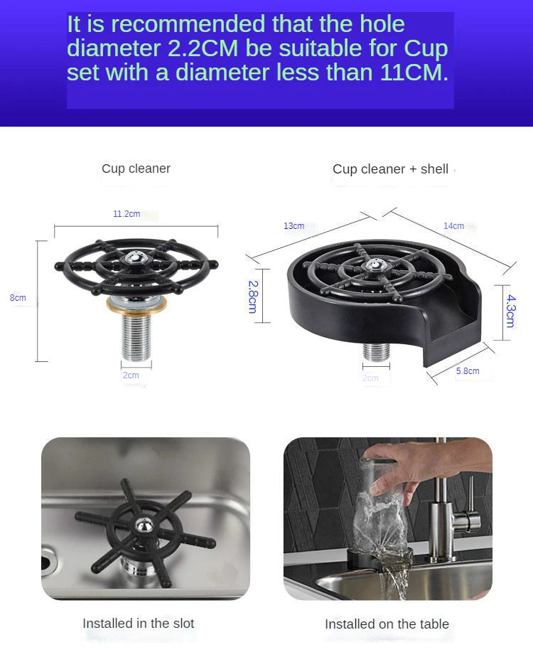 Automatic Cup Rinser – High Pressure Glass Washer for Kitchen Sink