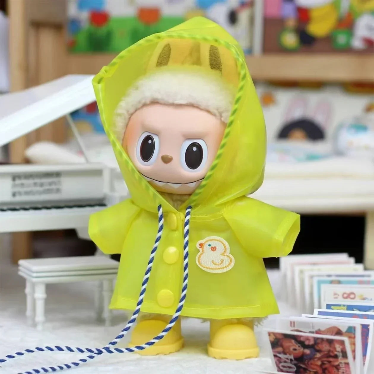 Labubu Raincoat & Boots Set – Fits 15–17cm Dolls
