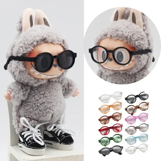 Labubu Doll Glasses – 6.5cm Transparent Mini Sunglasses for Plush & BJD Toys