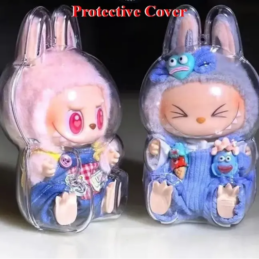 Labubu Transparent Display Case – Protective Doll Cover for Cute Elf & Plush Toys