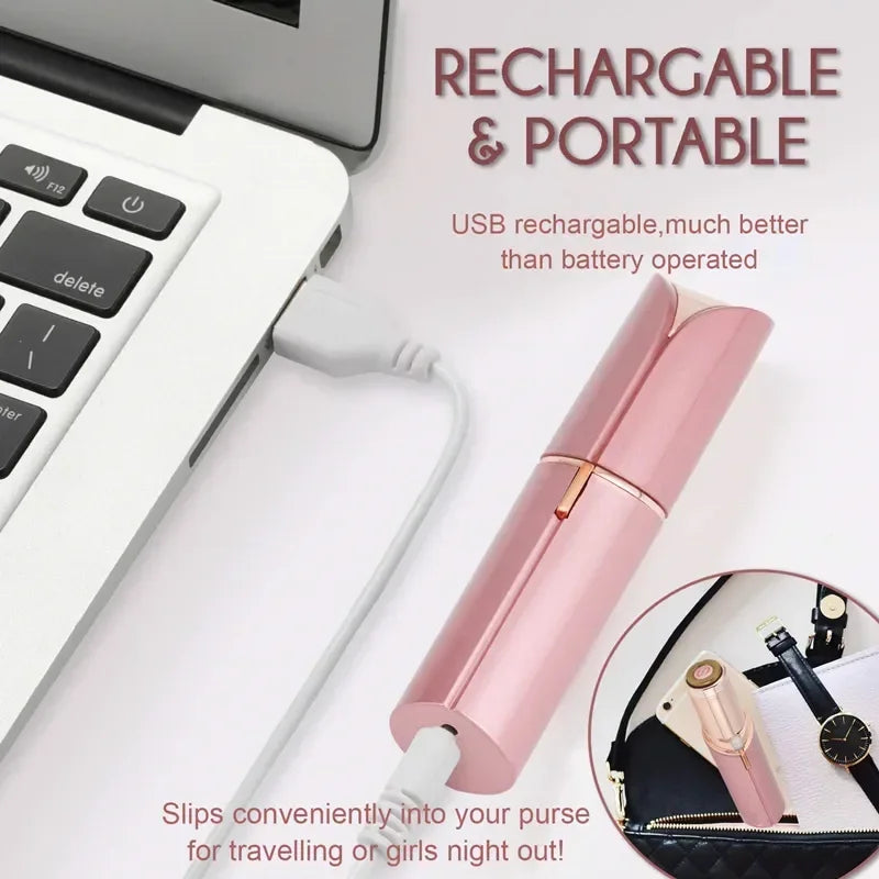Electric Facial Hair Remover – Lipstick Shape, Painless & Portable Epilator for Eyebrows & Bikini Line
