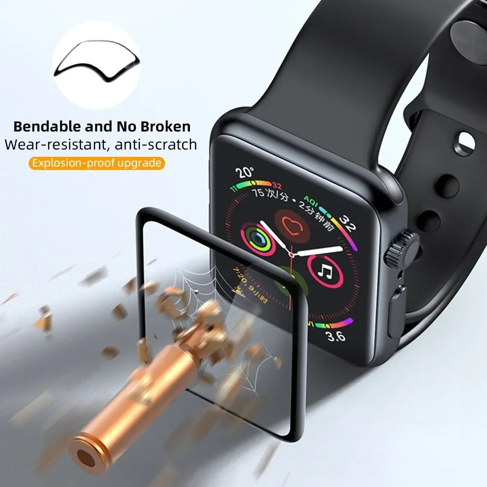 3D Full Cover Screen Protector for Apple Watch – Ultra, Series 9/8/7/6/SE/5/4/3 – 49mm/45mm/44mm/41mm/40mm – Soft Hydrogel Film
