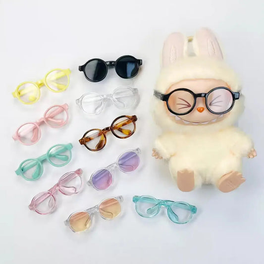 Labubu Doll Glasses – 6.5cm Transparent Mini Sunglasses for Plush & BJD Toys