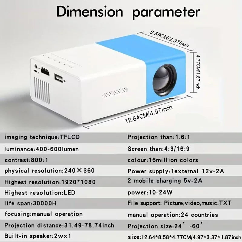 YG300 PRO Mini HD Outdoor Projector – Portable Home Theater for Kids & Mobile Use