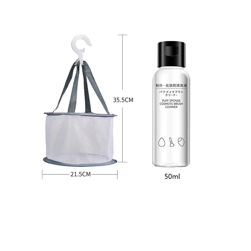 Silicone Makeup Brush Cleaner Kit – Foldable Mat with Bottle & Travel Bag