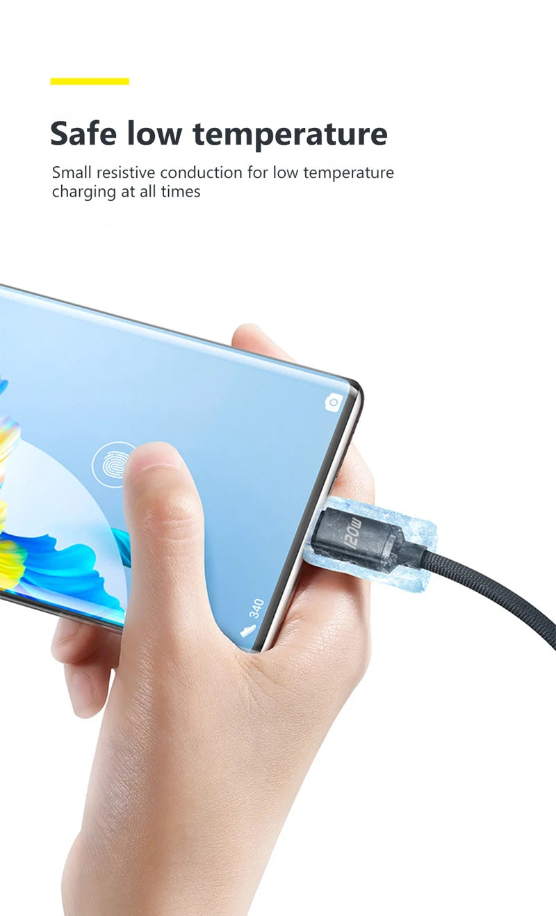 120W Fast Charging Cable – Durable USB-C for Android & More | Super Fast Charge