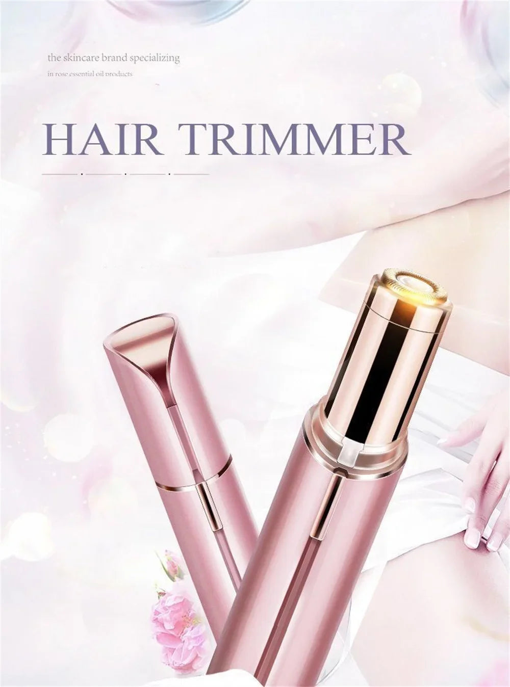 Electric Facial Hair Remover – Lipstick Shape, Painless & Portable Epilator for Eyebrows & Bikini Line