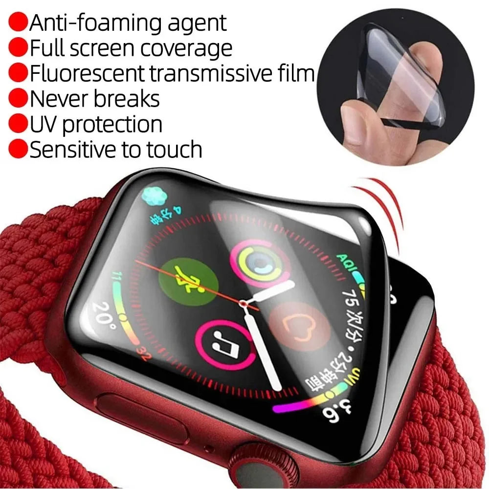 3D Full Cover Screen Protector for Apple Watch – Ultra, Series 9/8/7/6/SE/5/4/3 – 49mm/45mm/44mm/41mm/40mm – Soft Hydrogel Film