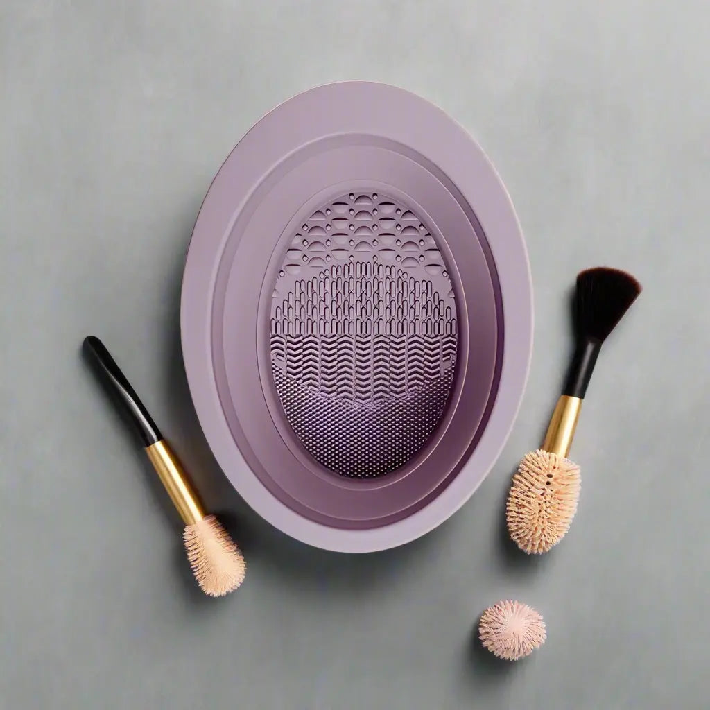 Silicone Makeup Brush Cleaner Kit – Foldable Mat with Bottle & Travel Bag