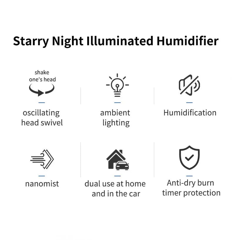 USB Starry Sky Humidifier – Heavy Fog Aromatherapy Diffuser for Car, Home & Desk