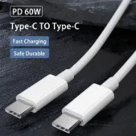 60W USB-C to USB-C Fast Charging & Data Cable – Compatible with iPhone 15/15 Pro, Huawei, Samsung, Xiaomi – Black/White – 1m/2m/3m