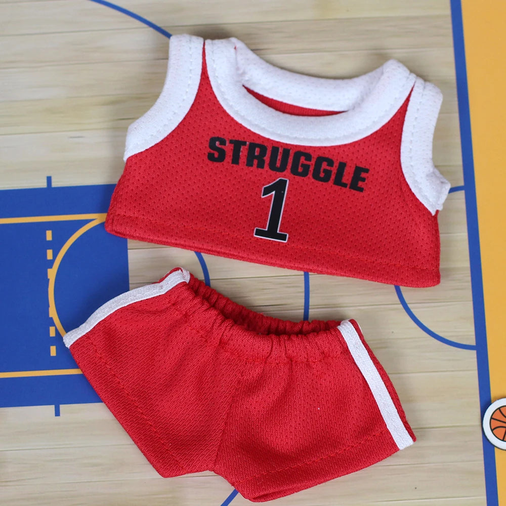 Mini Basketball Outfit for 17cm Labubu Dolls – Jersey & Shorts Set (No Doll)