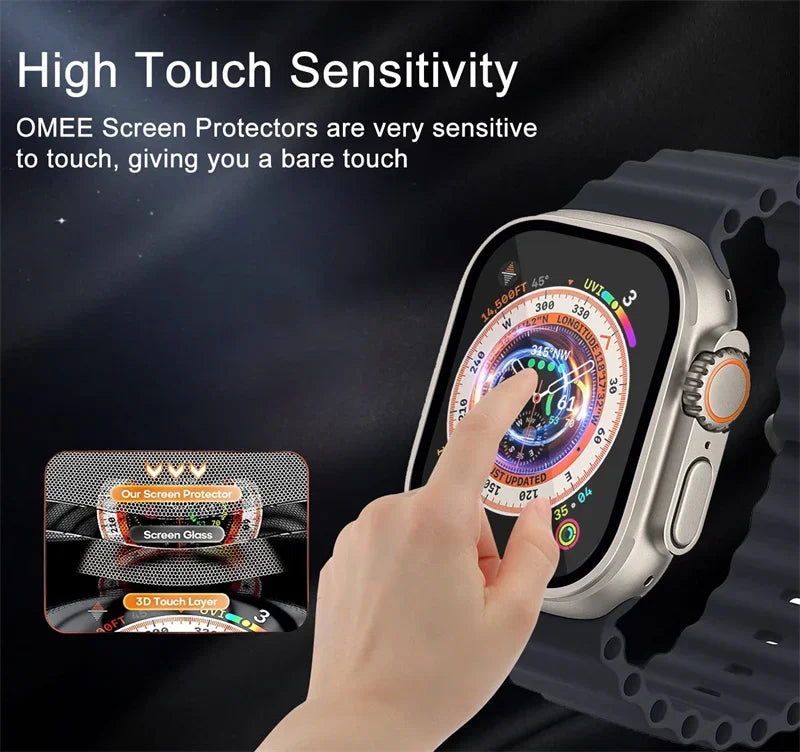 3D Full Cover Screen Protector for Apple Watch – Ultra, Series 9/8/7/6/SE/5/4/3 – 49mm/45mm/44mm/41mm/40mm – Soft Hydrogel Film