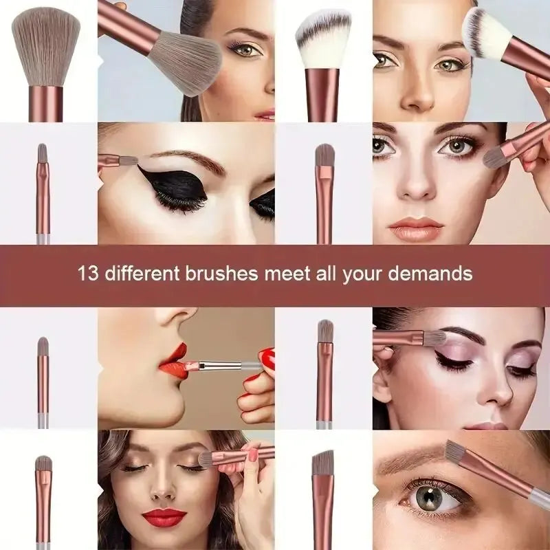 13PCS Soft Makeup Brush Set – Foundation, Eyeshadow & Blending Brushes