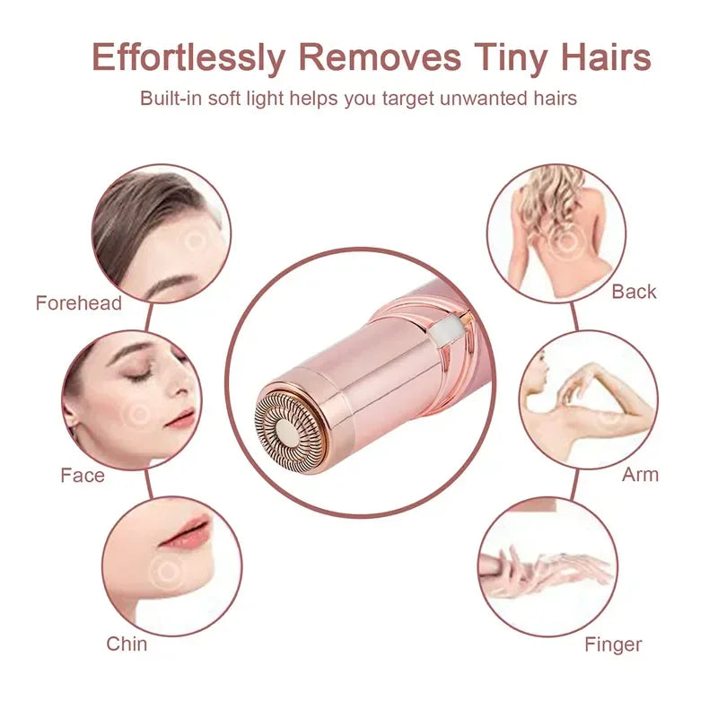 Electric Facial Hair Remover – Lipstick Shape, Painless & Portable Epilator for Eyebrows & Bikini Line