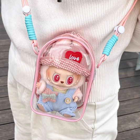 Labubu Transparent Shoulder Bag – 15cm Doll Display Crossbody (No Doll)