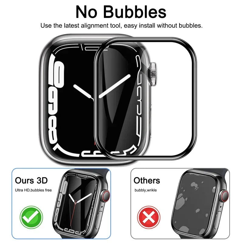 3D Full Cover Screen Protector for Apple Watch – Ultra, Series 9/8/7/6/SE/5/4/3 – 49mm/45mm/44mm/41mm/40mm – Soft Hydrogel Film