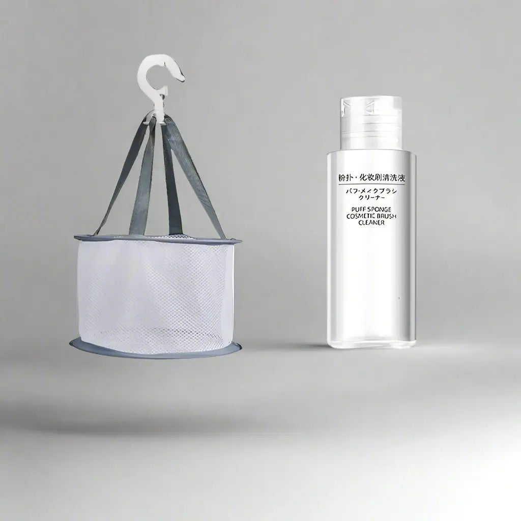 Silicone Makeup Brush Cleaner Kit – Foldable Mat with Bottle & Travel Bag