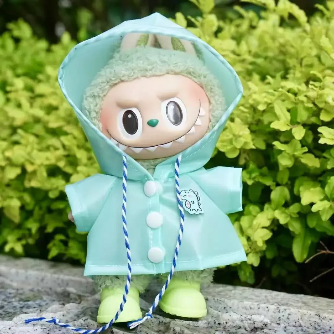 Labubu Raincoat & Boots Set – Fits 15–17cm Dolls