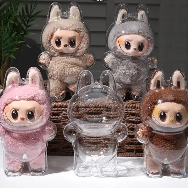 Labubu Transparent Display Case – Protective Doll Cover for Cute Elf & Plush Toys