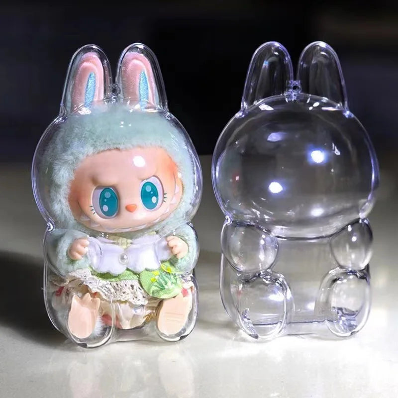 Labubu Transparent Display Case – Protective Doll Cover for Cute Elf & Plush Toys