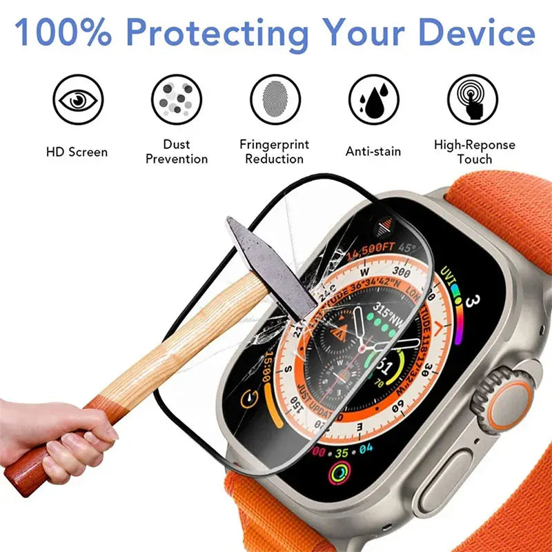 3D Full Cover Screen Protector for Apple Watch – Ultra, Series 9/8/7/6/SE/5/4/3 – 49mm/45mm/44mm/41mm/40mm – Soft Hydrogel Film