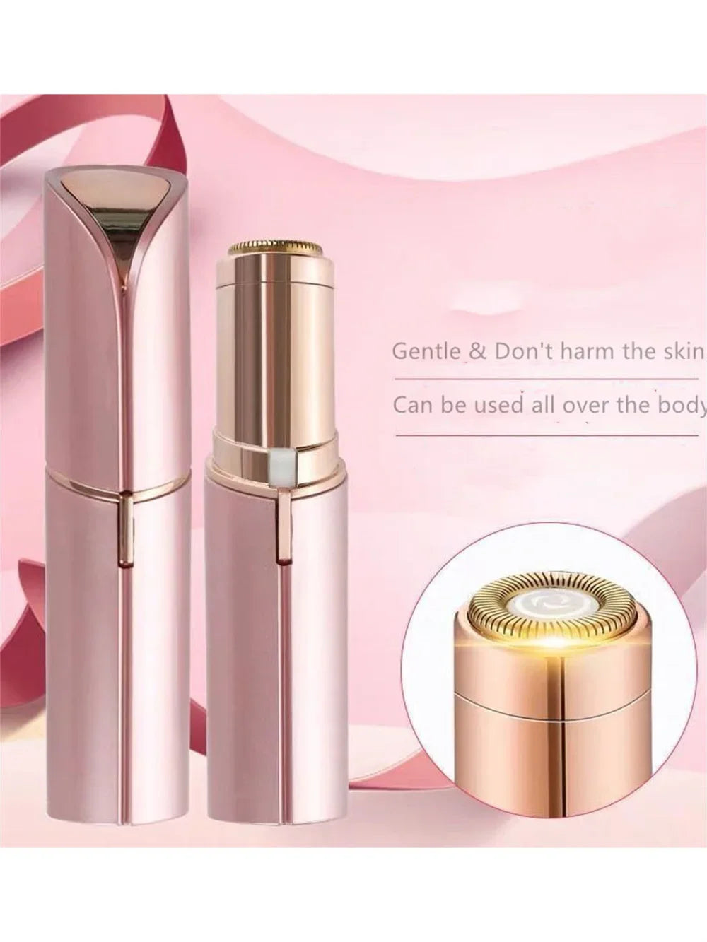 Electric Facial Hair Remover – Lipstick Shape, Painless & Portable Epilator for Eyebrows & Bikini Line