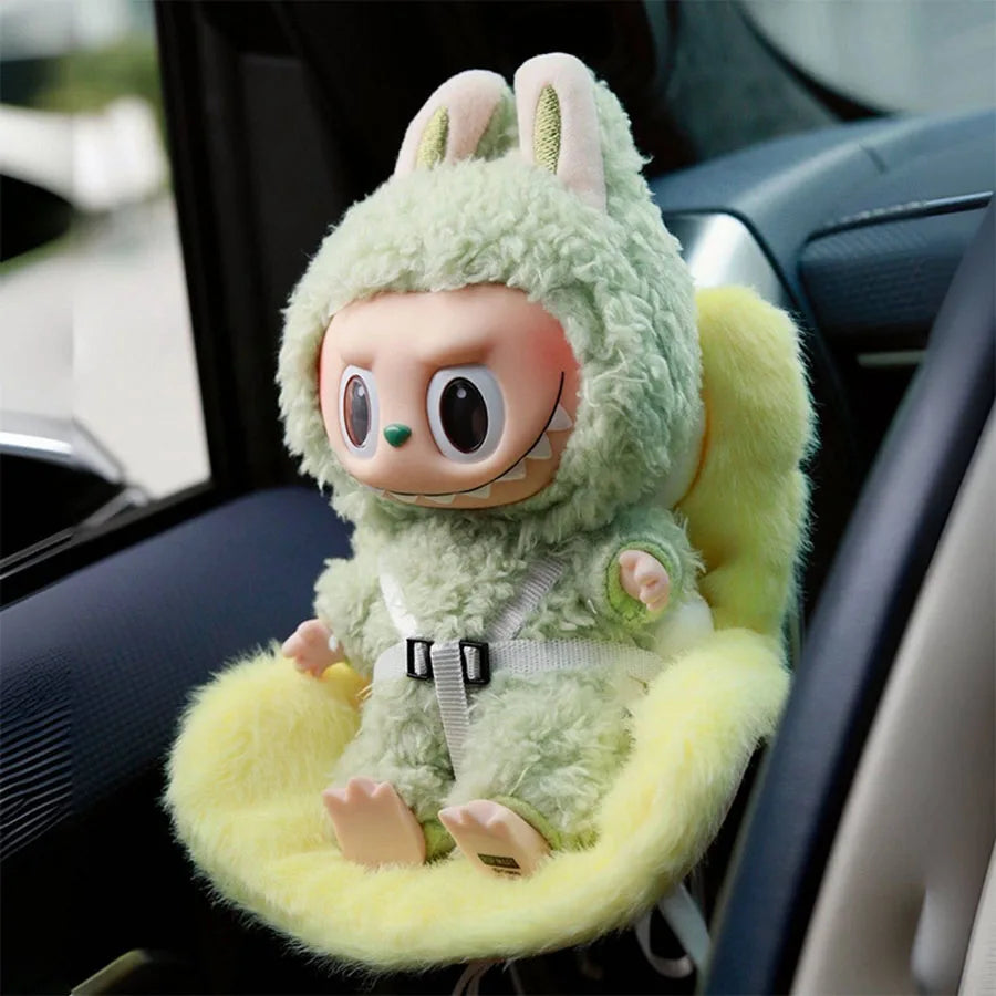 Mini Car Seat for Labubu Dolls – 17cm Safety Chair Plush Car Decor