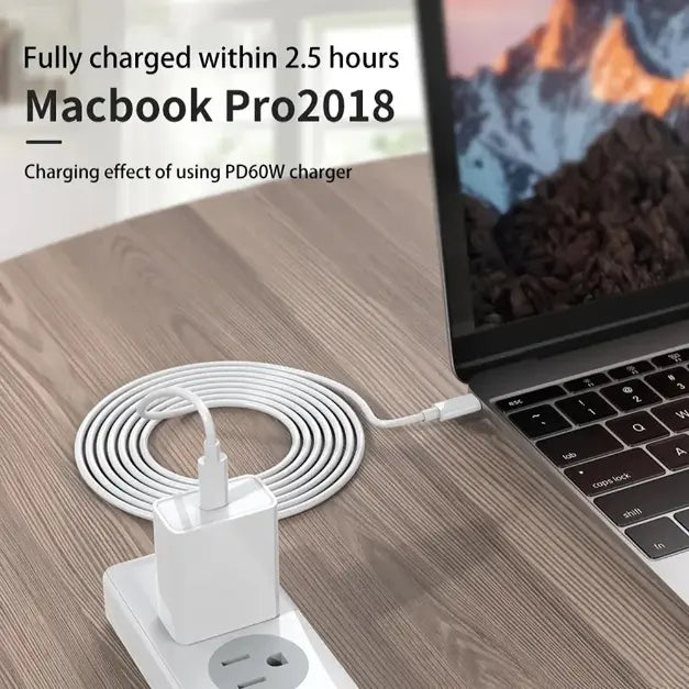 60W USB-C to USB-C Fast Charging & Data Cable – Compatible with iPhone 15/15 Pro, Huawei, Samsung, Xiaomi – Black/White – 1m/2m/3m