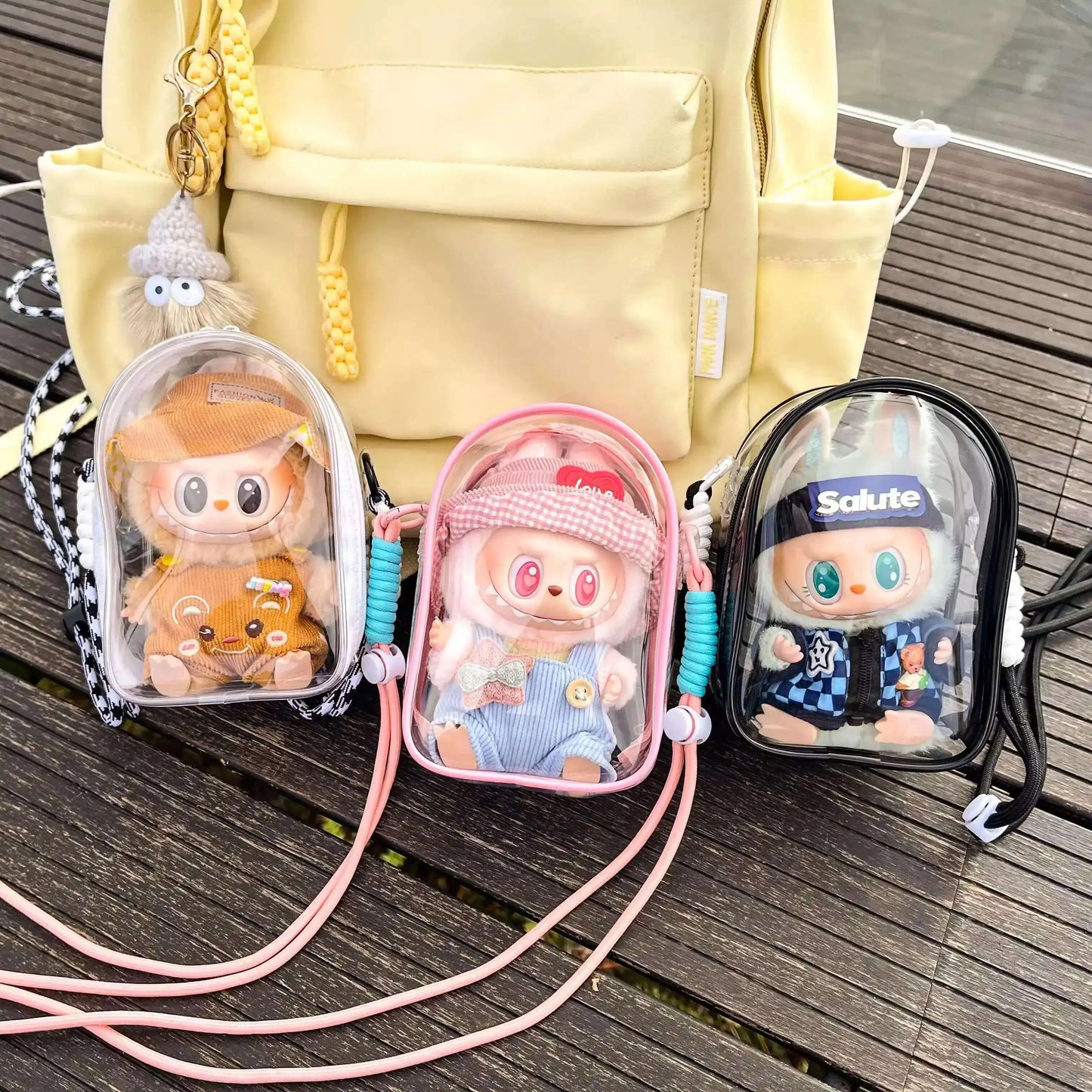 Labubu Transparent Shoulder Bag – 15cm Doll Display Crossbody (No Doll)