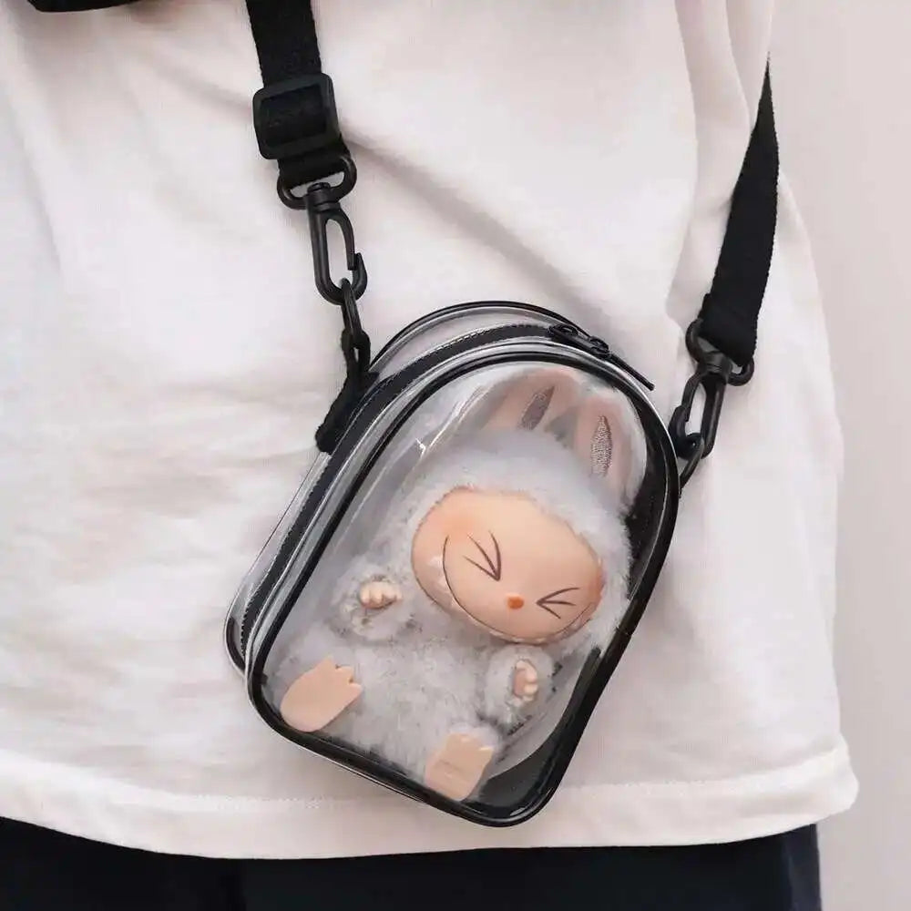 Labubu Transparent Shoulder Bag – 15cm Doll Display Crossbody (No Doll)