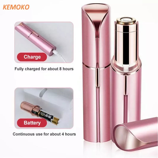 Electric Facial Hair Remover – Lipstick Shape, Painless & Portable Epilator for Eyebrows & Bikini Line