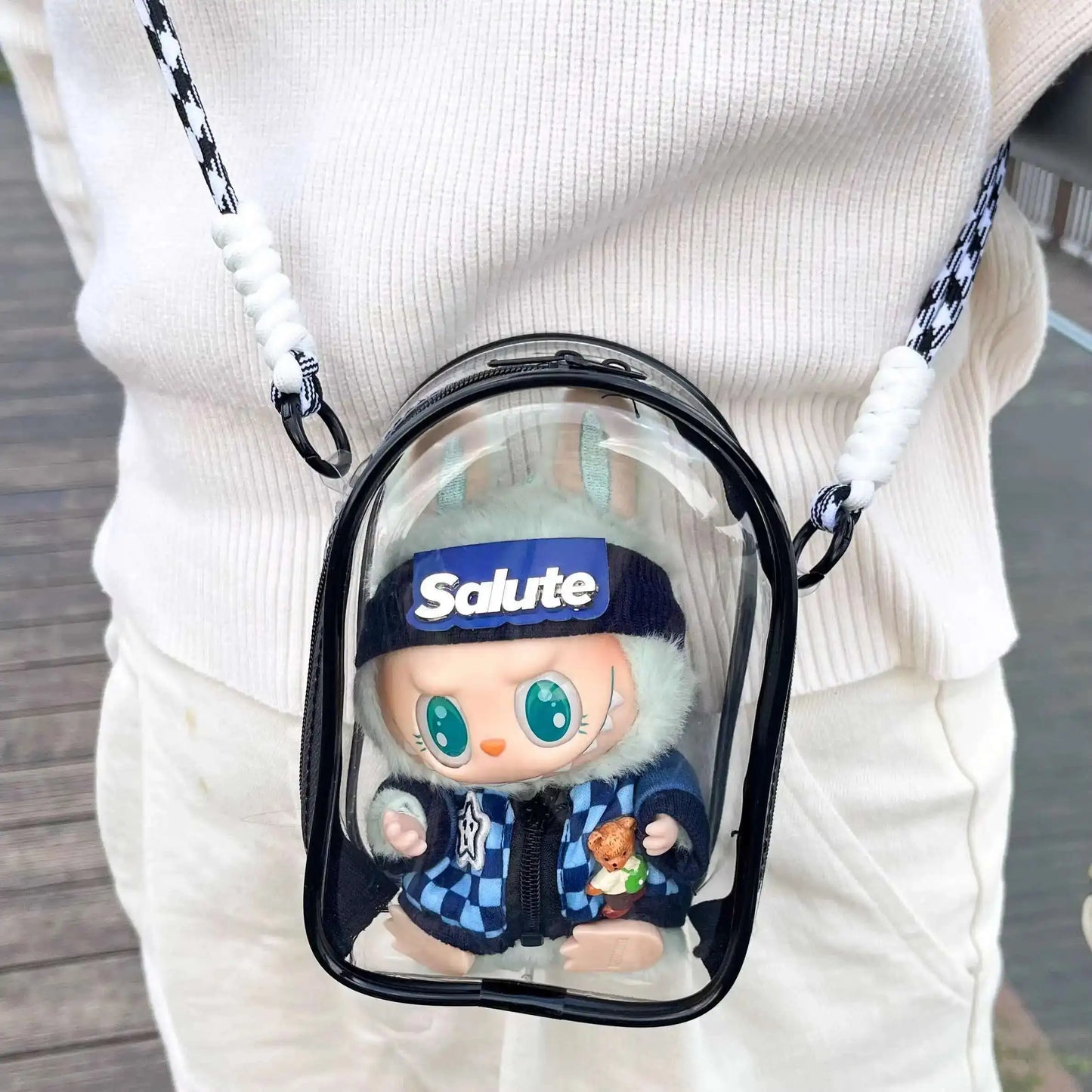 Labubu Transparent Shoulder Bag – 15cm Doll Display Crossbody (No Doll)