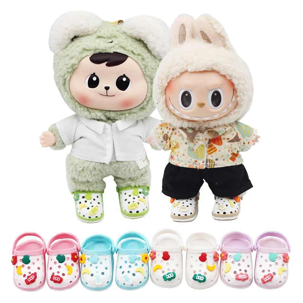 Mini Slippers for Labubu Doll – 17cm Cute Colorful Shoes